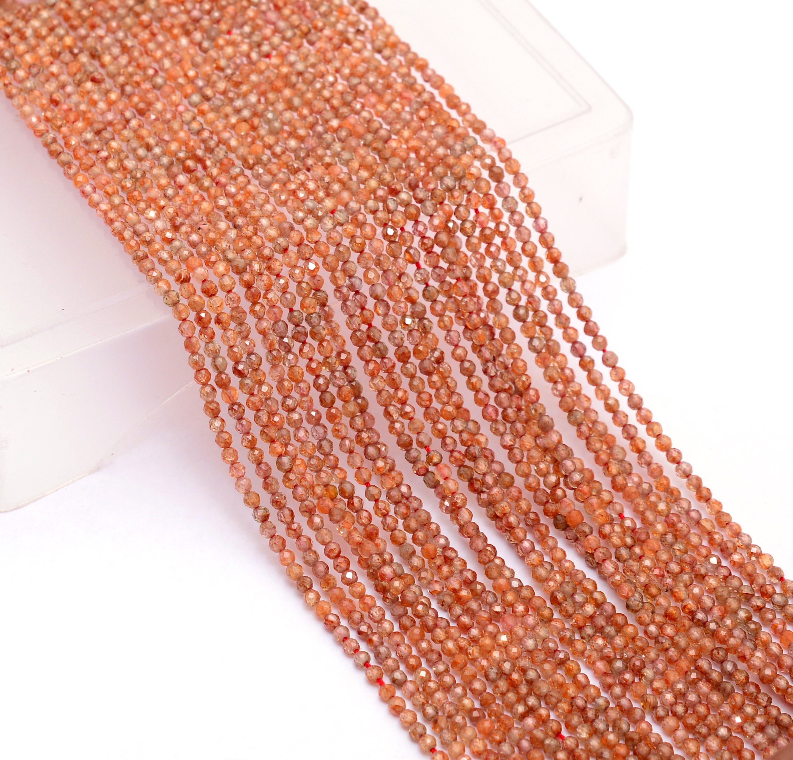 Natural Red Zircon Rondelle 2mm-2.5mm Micro Faceted Beads | 13inch Strand | Aaa+ Red Zircon Semi Precious Gemstone Loose Beads For Jewelry