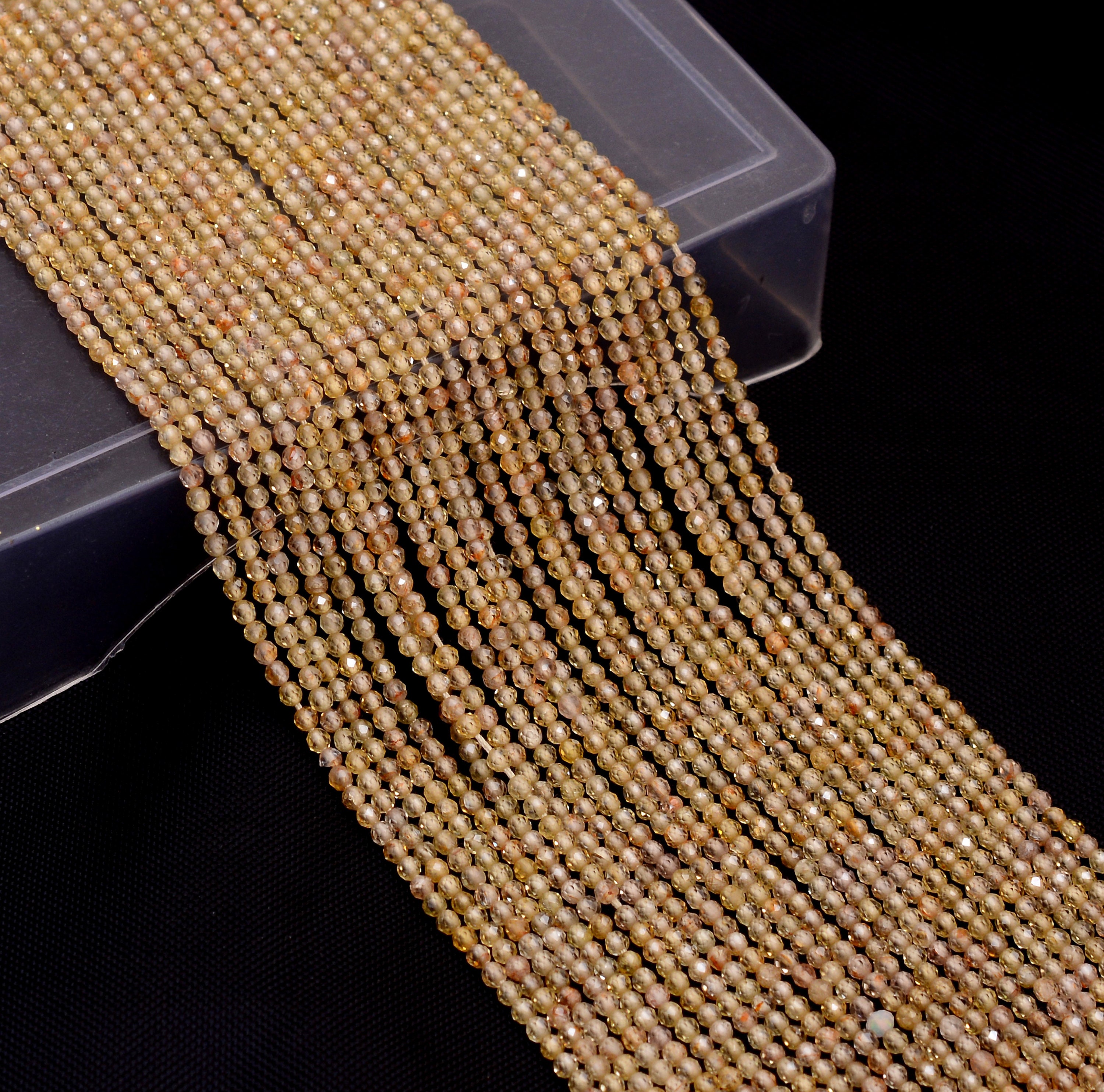 Natural Yellow Zircon Rondelle 2mm-2.5mm Faceted Beads | 13inch Strand | Aaa+ Brown Zircon Semi Precious Gemstone Loose Beads For Jewelry