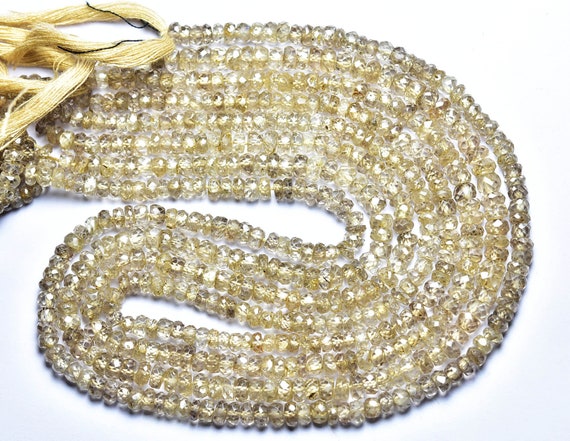 Rare Natural Imperial Zircon Rondelle Bead - 13.5 Inches - Natural Micro Faceted Zircon Rondelles - Size Is 4 Mm Options #1147