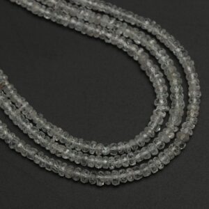 White Zircon Faceted Rondelle Beads, 3 Mm To 4.5 Mm, White Zircon Beads, Zircon Jewelry Making Gemstone Beads, 8 Inch/ 18 Inch Full Strand
