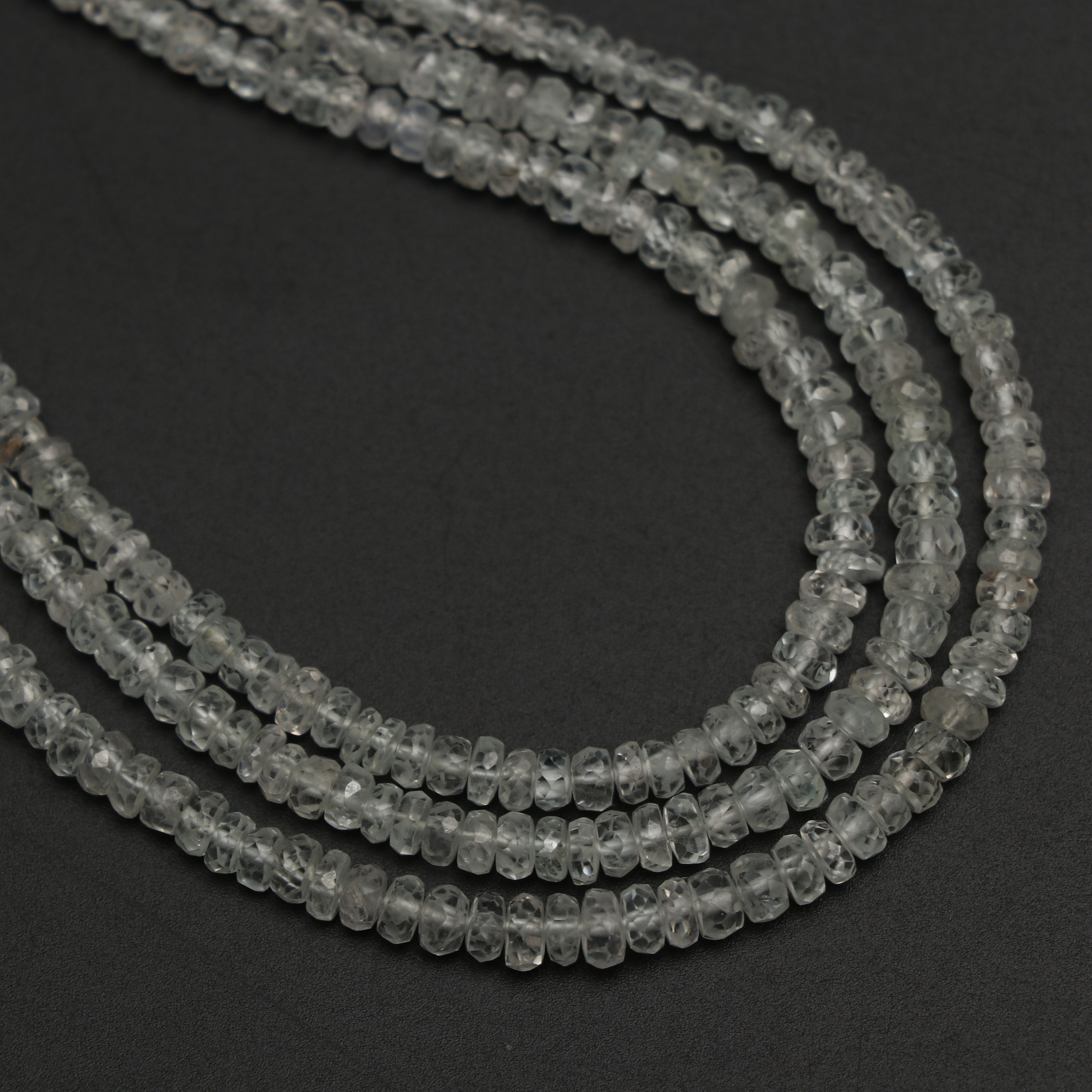 White Zircon Faceted Rondelle Beads, 3 Mm To 4.5 Mm, White Zircon Beads, Zircon Jewelry Making Gemstone Beads, 8 Inch/ 18 Inch Full Strand