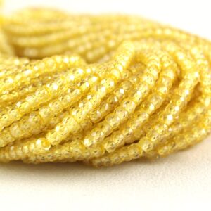 Yellow Zircon Faceted Rondelle Beads: Aaa Quality Gemstone Jewelry Making (3mm, 16" Long)