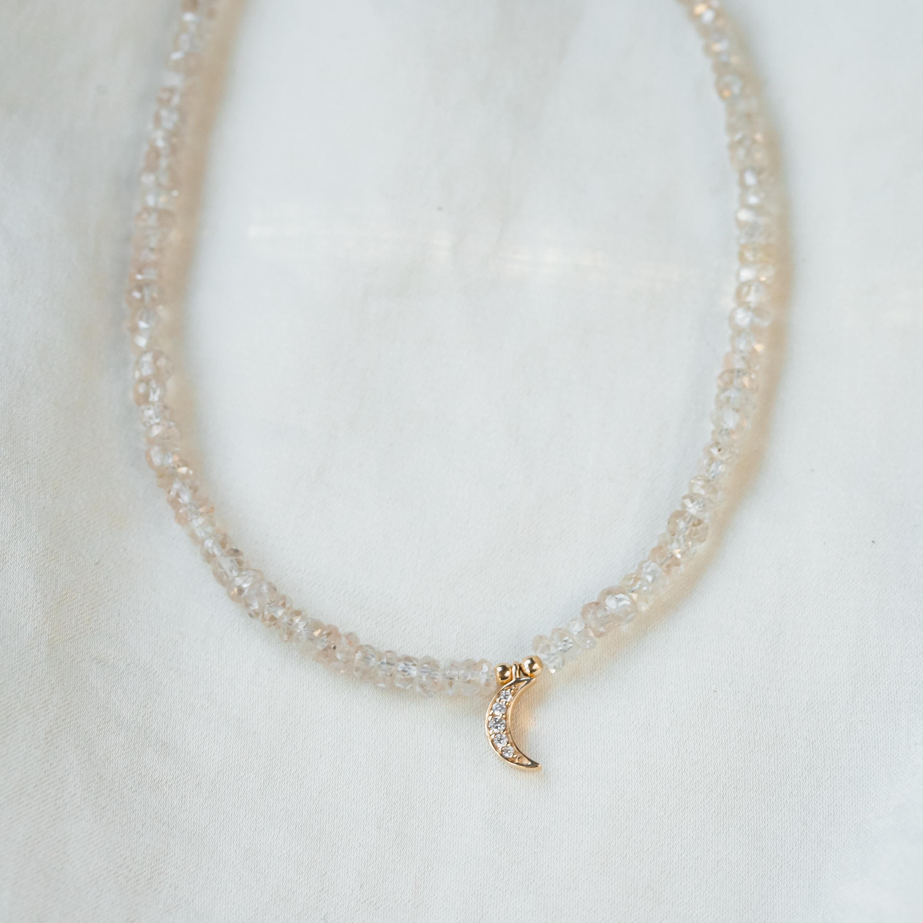 14k Gold Diamond Zircon Necklace | Aaa+ Zircon Necklace [enzm1504] | Beaded Zircon Jewelry | Natural Zircon Beaded Necklace For Women