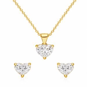 Heart Zircon Jewelry Set, 925 Sterling Silver Studs Necklace Set, Wedding Gift