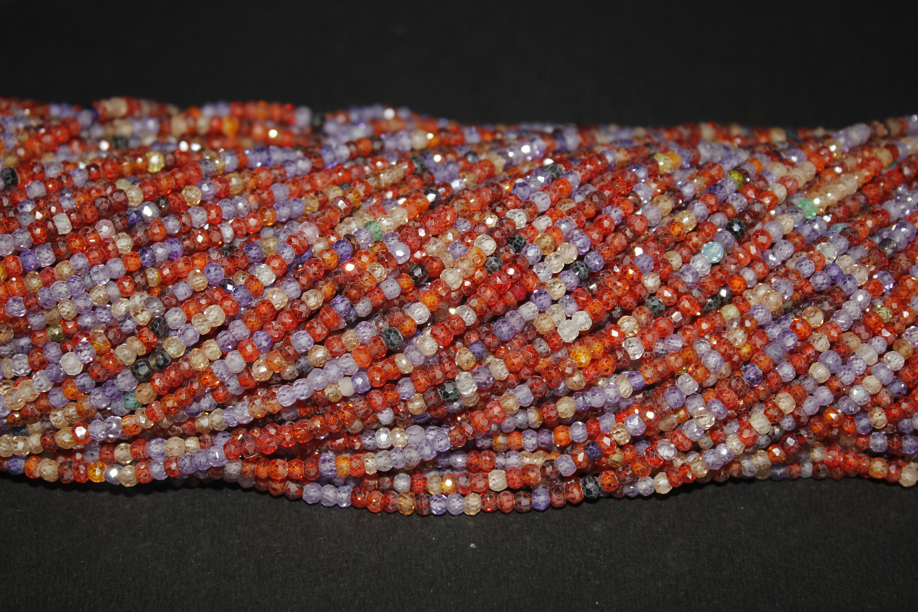 Multi Disco Zircon Faceted Rondelle Beads, Natural Multi Zircon Rondelle Beads, Aaa Zircon Beads, 3-3.5 Mm Zircon Beads, Zircon Necklace
