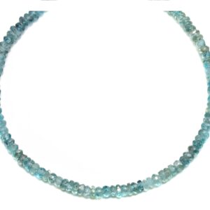 Natural Blue Zircon Necklace 14k Gold Filled Or Sterling Silver 18 20 Inch Chain Facet Adjustable Earthy Gemstones 3.5mm Blue Solid Strand