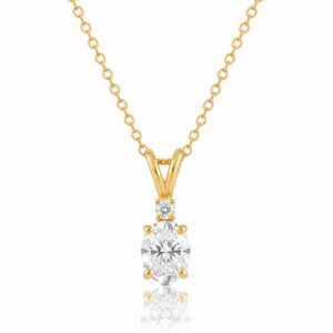 Zircon Necklace: Oval Solitaire Necklace, 925 Sterling Silver, Wedding Gift for Her