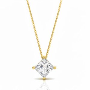 Princess Cut Zircon Necklace - 925 Sterling Silver, Wedding Gift, Bridal Jewelry