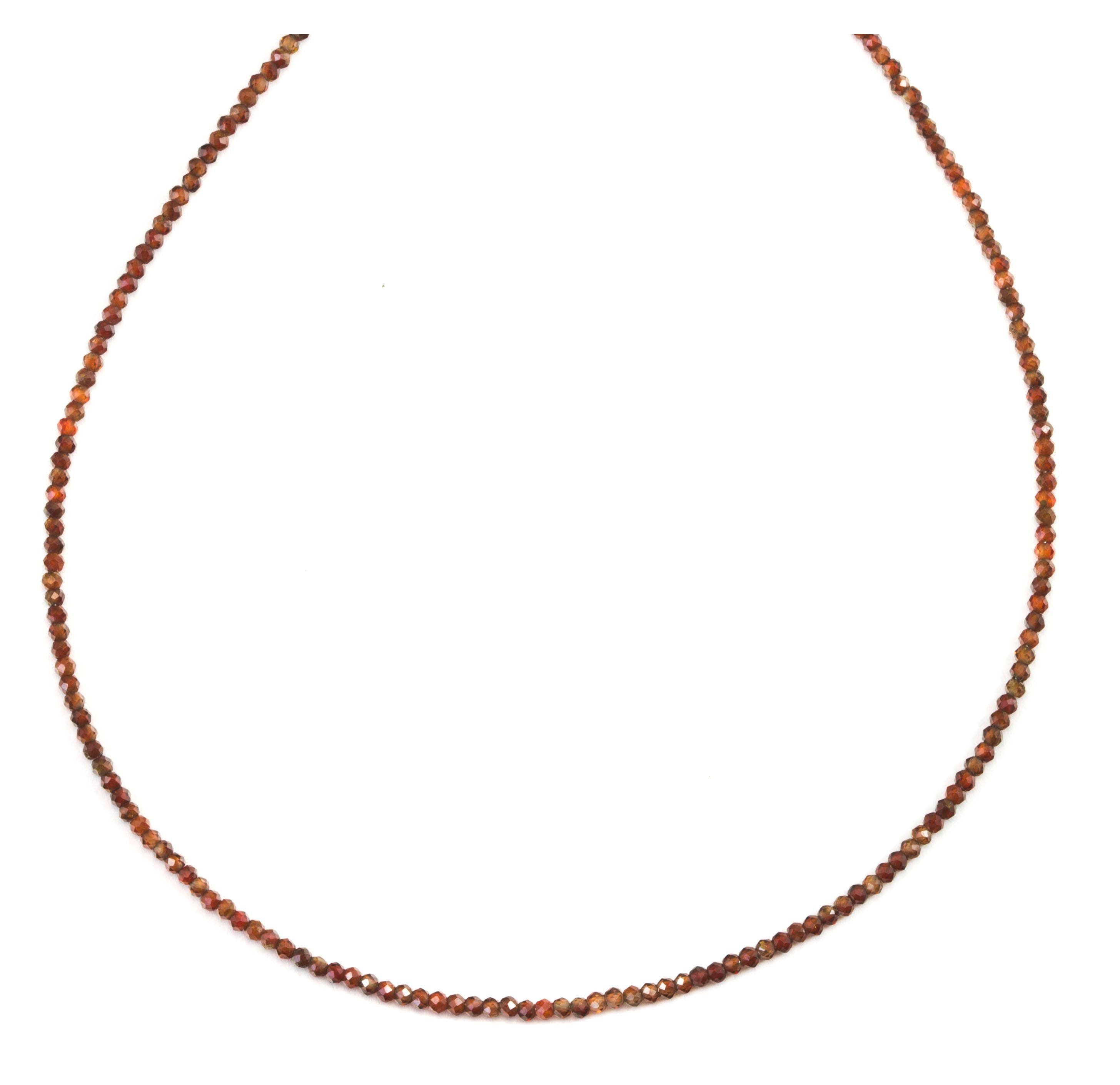 Red Zircon Necklace 14k Gold Filled  Or Sterling Silver Solid Strand Faceted Small Dainty Stones 18 19 Inches Simple Vintage Look