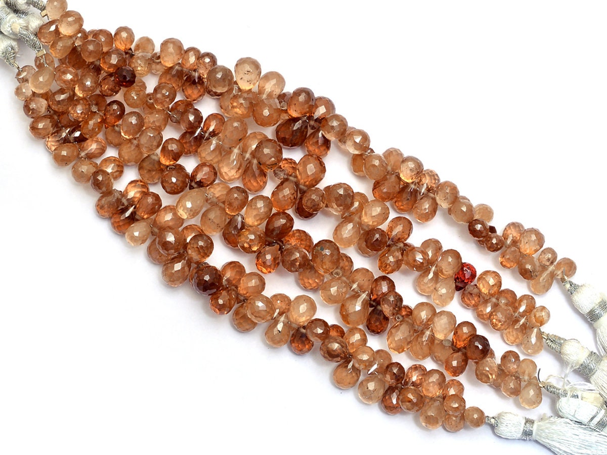 Aaa+ Brown Zircon Gemstone Faceted Teardrop Briolette Beads | 5inch Strand | Natural Multi Zircon Semi Precious Gemstone Teardrop Briolette