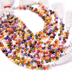 Aaa+ Multi Zircon 7x5mm Gemstone Mix Faceted Teardrop Briolette | 6inch Strand | Natural Multi Zircon Semi Precious Gemstone Loose Drops
