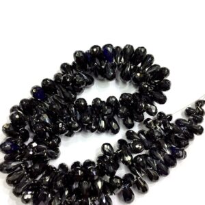 Black Zircon Faceted Teardrop Beads Zircon Teardrop Briolettes Black Drops Shape Gemstone Beads Top Quality 5-6.MM 14" Strand Wholesale Bead