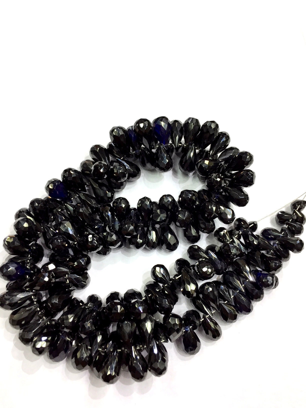 Black Zircon Faceted Teardrop Beads Zircon Teardrop Briolettes Black Drops Shape Gemstone Beads Top Quality 5-6.mm 14" Strand Wholesale Bead