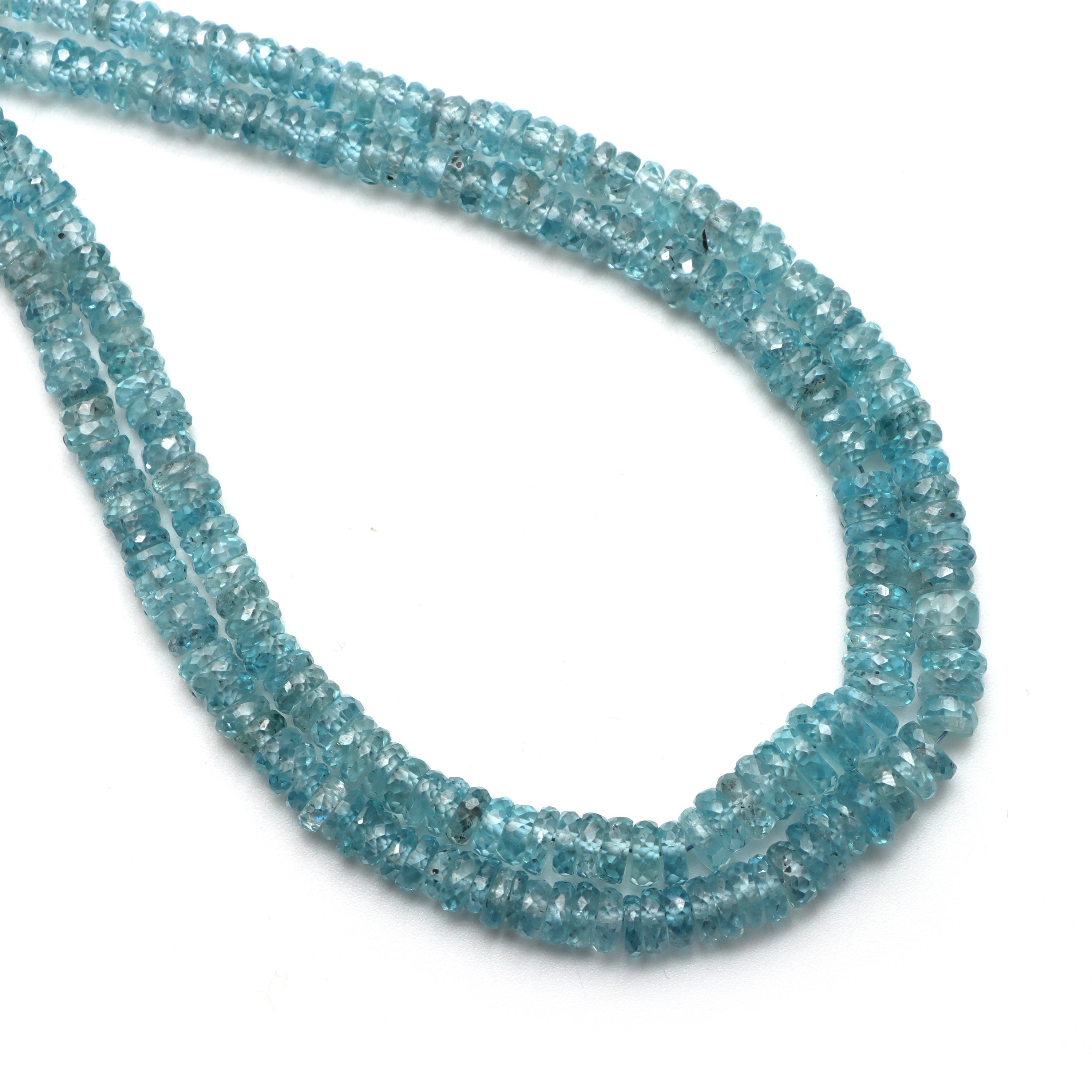 Blue Zircon Faceted Coin Beads, 3 Mm To 6 Mm, Blue Zircon Wheels, Zircon Jewelry Making Gemstone Beads, 8 Inch / 16 Inch Full Strand