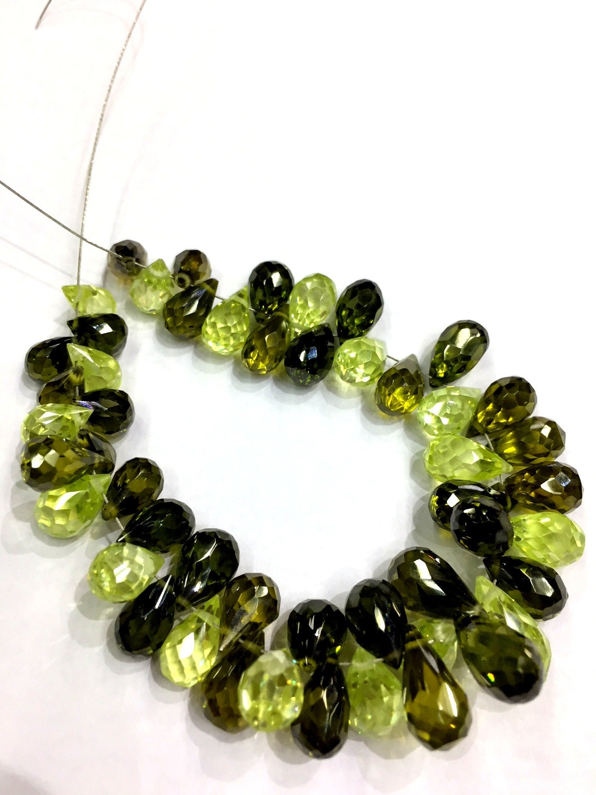 Green Zircon Faceted Teardrop Beads Multi Zircon Teardrop Shape Drops Briolettes Zircon Gemstone Top Quality 6.mm 5" Strand