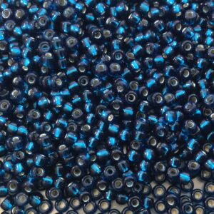 Miyuki 8 / 0 Seed Beads: Glossy Blue Zircon, Silver Lined (22 Gram Tube)