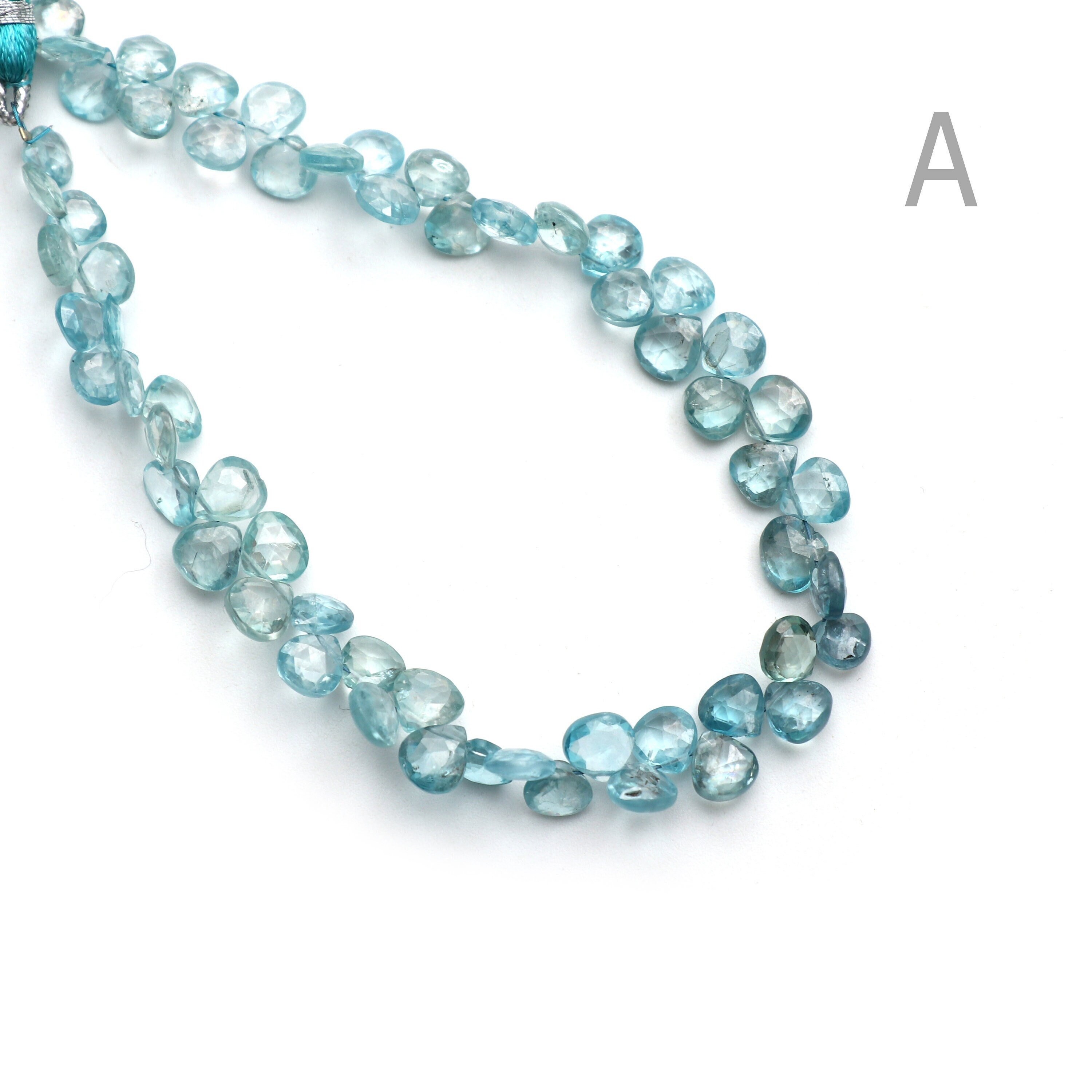 Natural Blue Zircon Faceted Heart Beads, Blue Zircon Faceted Beads, 8 Inches Full Strand, Price Per Strand