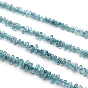 Natural Blue Zircon Faceted Drop Beads, Blue Zircon Faceted Beads, 8 Inches Full Strand, Price Per Strand