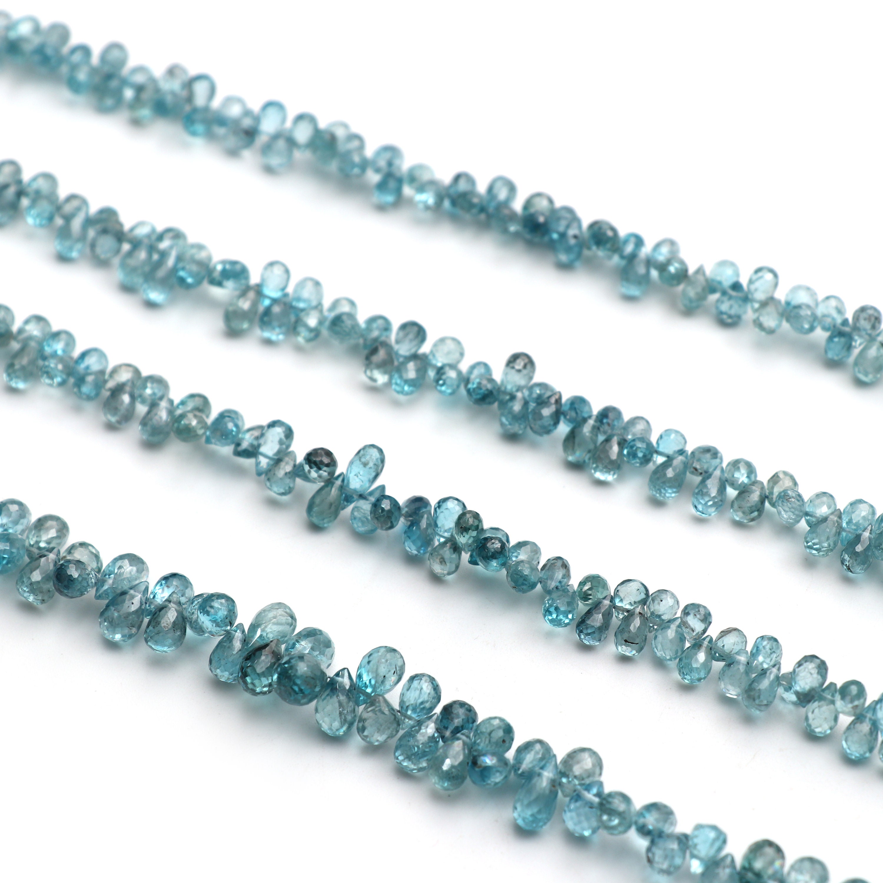 Natural Blue Zircon Faceted Drop Beads, Blue Zircon Faceted Beads, 8 Inches Full Strand, Price Per Strand