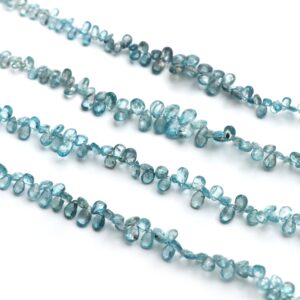 Natural Blue Zircon Faceted Pear Beads, Blue Zircon Faceted Beads, 8 Inches Full Strand, Price Per Strand
