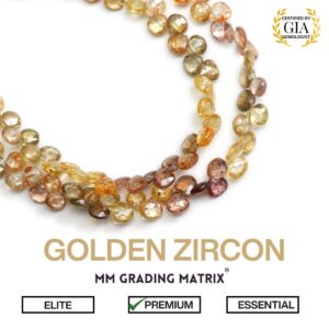 Natural Golden Zircon Faceted Heart Shape Beads, 5-5.5 Mm, Zircon Faceted Briolette Beads, Golden Zircon Gemstone Beads For Jewelry Making