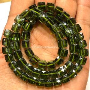 Olive Green Zircon Beads AAAA++ BEAUTIFUL~~Zircon Faceted Cube Beads Natural Zircon Square Beads Faceted Zircon Gemstone Beads Jewelry Rare