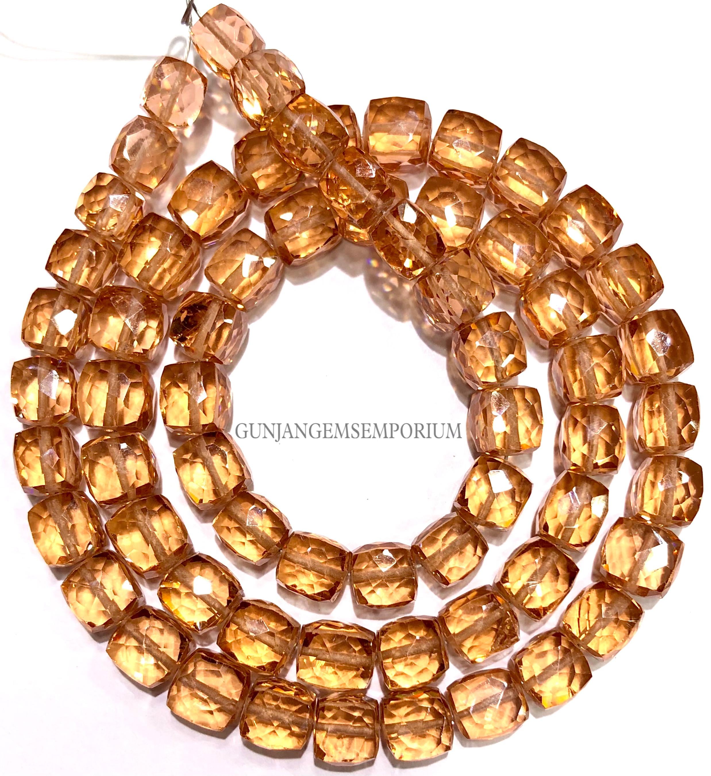 Peach Champagne Zircon Beads Aaaa++ Beautiful~~zircon Faceted Cube Beads Natural Zircon Square Beads Faceted Zircon Gemstone Beads Jewelry