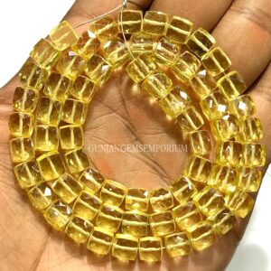 Yellow Zircon Beads AAAA++ BEAUTIFUL~~Zircon Faceted Cube Beads Natural Zircon Square Beads Faceted Zircon Gemstone Beads Jewelry Beads