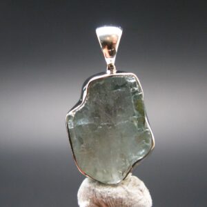 Blue Zircon Gem Crystal Silver Pendant From Cambodia - 1.1" - 5.32 Grams