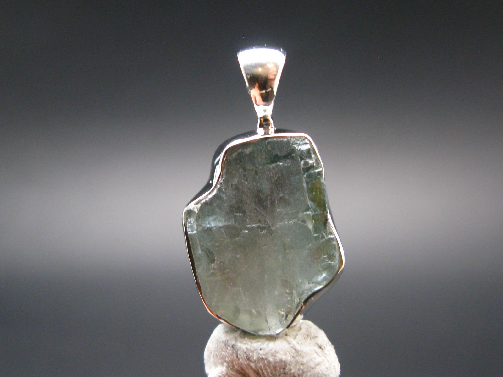 Blue Zircon Gem Crystal Silver Pendant From Cambodia - 1.1" - 5.32 Grams Blue Zircon Gem Crystal Silver Pendant From Cambodia - 1.1" - 5.32 Grams