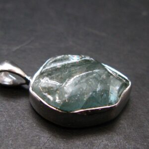 Blue Zircon Gem Crystal Silver Pendant From Cambodia - 0.9" - 3.31 Grams