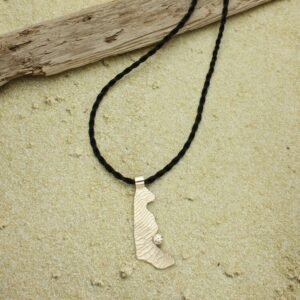 Cuttlefish Zircon Necklace, Cuttlefish Casting Pendant, Natural Clear Zircon Gemstone, Solid Sterling, Black Cord