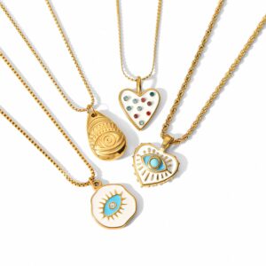 Evil Eye Pendant Necklace – 18k Gold-plated Stainless Steel With Enamel And Zircon