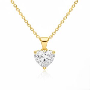 Heart Necklace: Zircon Solitaire Love Pendant - 925 Sterling Silver - Gift For Her - Bridal Jewelry