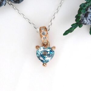Natural Zircon 5mm Heart Pendant: Rose Gold Filled, December Birthstone