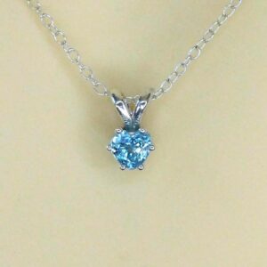 NEW Natural Blue Zircon 5mm Heart Pendant: Sterling Silver, December Birthstone