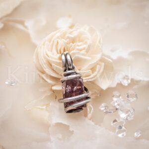 Oxidized Sterling Silver Zircon Pendant Charm: Reddish Brown Crystal