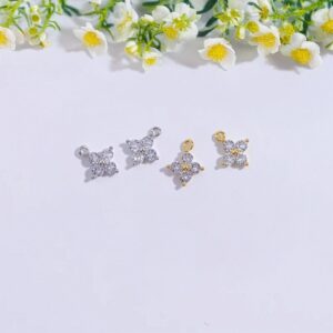 S925 Sterling Silver Flower Charm, Color Zircon Pendant, Dainty Jewelry Connector, Diy Necklace Drop, Small Decorative Link, Shiny Accessory