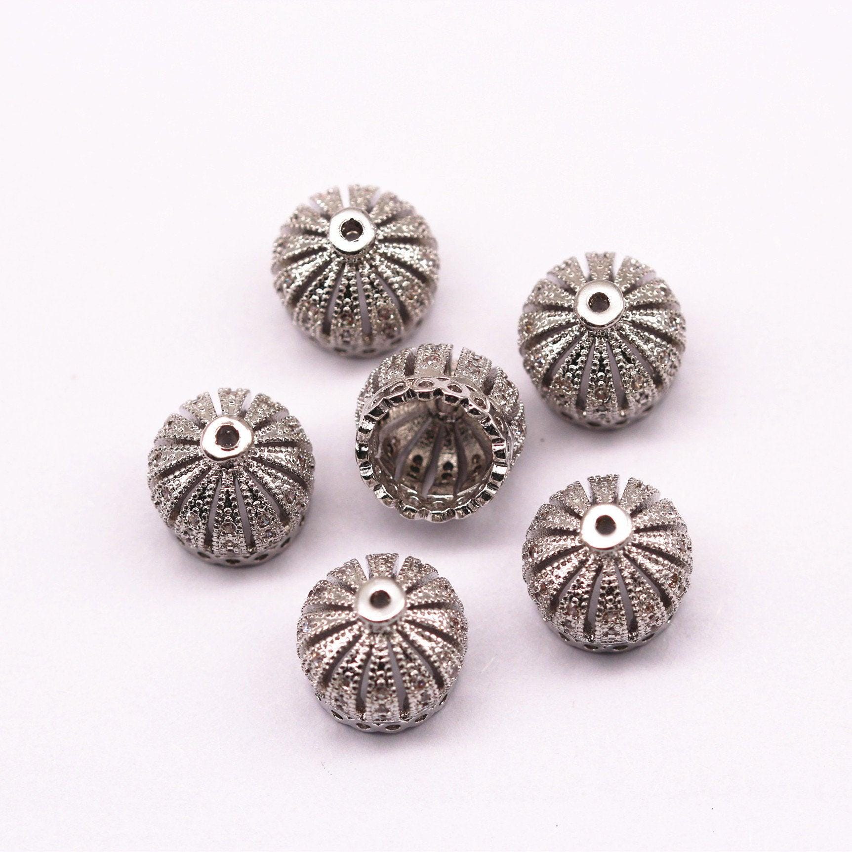 Silver Plated Micro Pave Zircon Pendant Charm Size 13x13mm Sold Per Piece