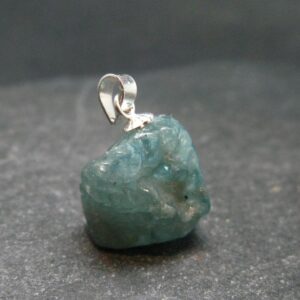 Starlight Genuine Raw Blue Zircon Gem Crystal Silver Pendant From Cambodia - 0.8" - 4.56 Grams