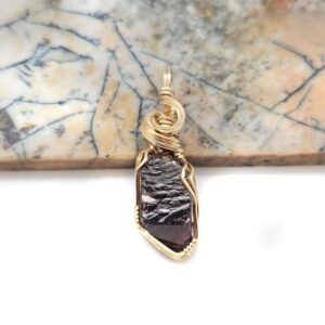 Tanzanian Zircon Crystal Pendant in 14k Gold Filled Wire (#1) -- Gorgeous natural formation and deep color! December birthstone!