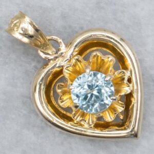 Yellow Gold Buttercup Zircon And Heart Pendant