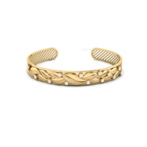 Diamond Bangle Bracelet, Cluster Leaf Shape Filigree Modern Bangle, High Quality Gold Filled Crystal Zircon Bangle, Birthday Gift For Mom