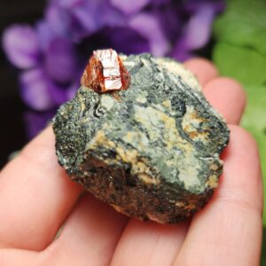 Red Zircon Crystal Specimen: Gemmy Zircon In Matrix