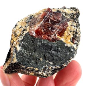 Red Zircon on Matrix | natural red crystal, mineral specimen from Pakistan