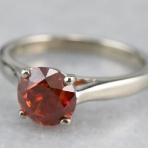 14k White Gold Orange Zircon Solitaire Ring 14k White Gold Orange Zircon Solitaire Ring