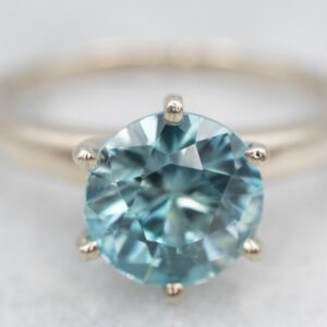 14k White Gold Blue Zircon Solitaire Ring 14k White Gold Blue Zircon Solitaire Ring