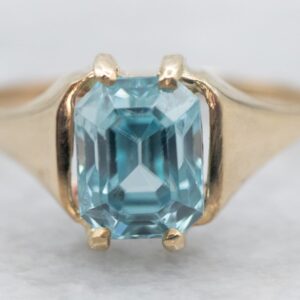 14k Yellow Gold Emerald Cut Blue Zircon Ring 14k Yellow Gold Emerald Cut Blue Zircon Ring