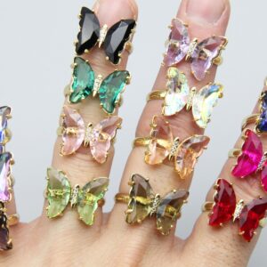 17 Colors Zircon Butterfly Ring,the Adjustable Ring,for Jewlelry Ring,wholesale Ring,for Her Gift Ring,plated 18k Gold Copper Ring.