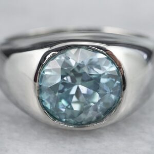 18k White Gold Bezel Set Blue Zircon Solitaire Ring 18k White Gold Bezel Set Blue Zircon Solitaire Ring